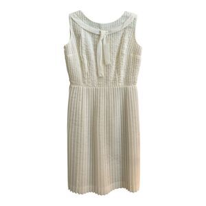 VTG 50s L’Aiglon Dress SZ 18 White Pleated Fit Flare Sleeveless See Measurements